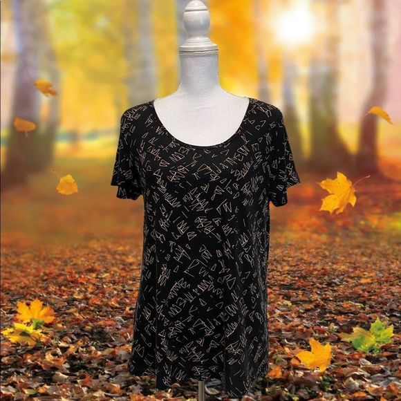 LULAROE Black with Gold Graphic Tee - Picture 7 of 7